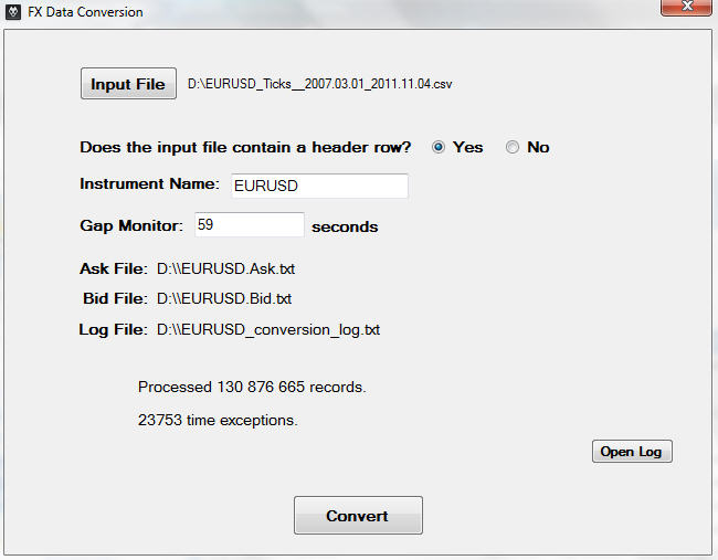 FX Data Conversion: Input File