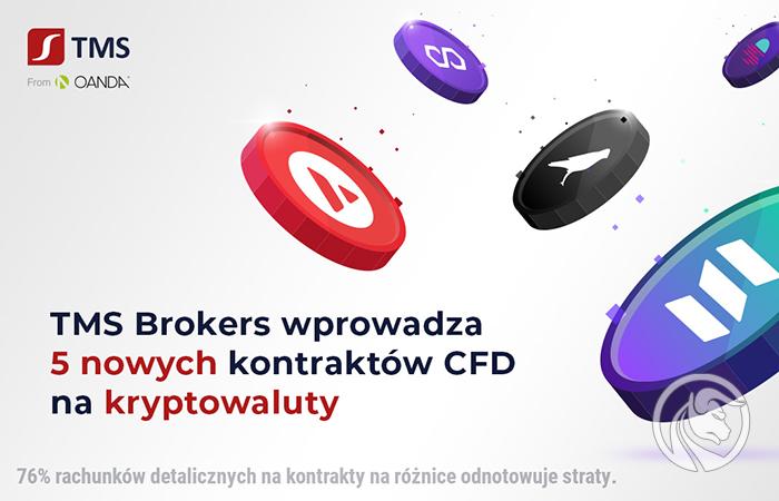 TMS Brokers rozszerza ofertę CFD na kryptowaluty o 5 nowych coinów