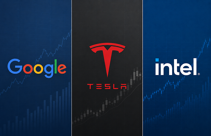 Trzy publikacje wyników, jeden nerwowy rynek — Alphabet, Tesla i Intel przed trudniejszą próbą